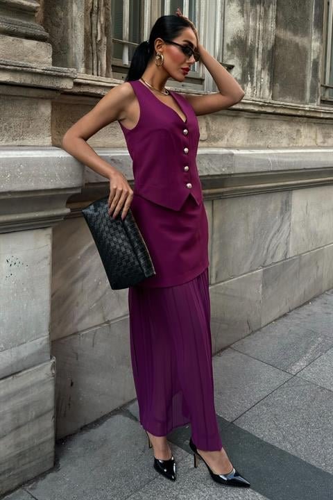 Yelek Ve Pilise Etekli Premium Takım 10096