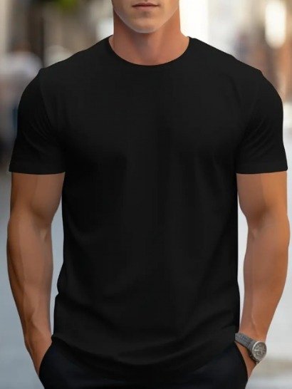 Erkek Kısa Kollu Bisiklet Yaka Iki Iplik Tişört