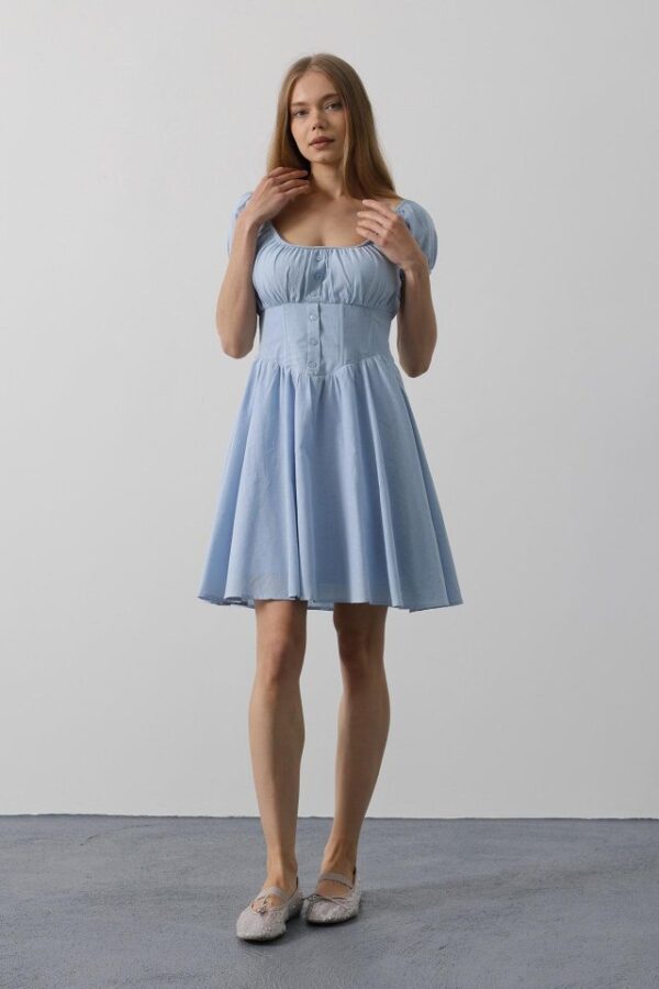 Beli Korseli Mini Elbise - Bebe Mavisi