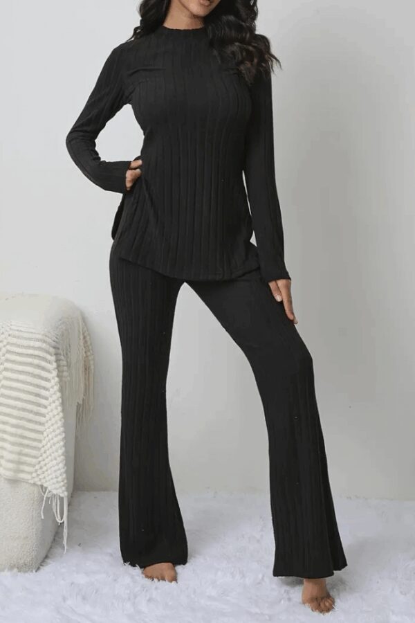 Kadın Uzun Kollu şardonlu üst Uzun Yanları Yırtmaçlı Alt Ispanyol Kaşkorse Ikili Takım