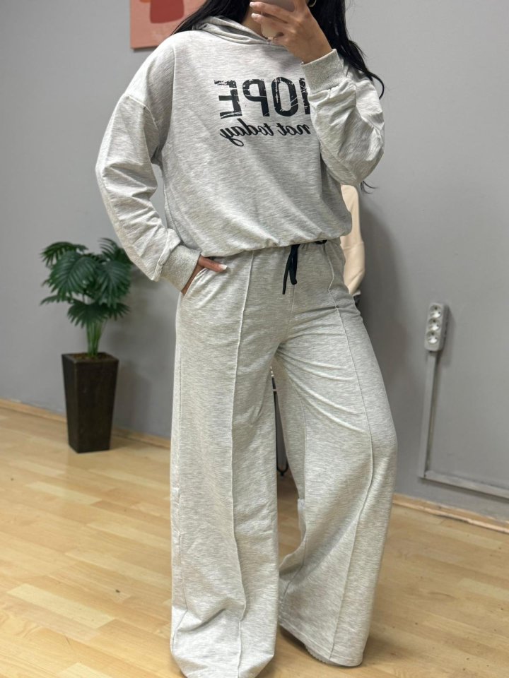 Kadın Uzun Kollu Nope Baskılı Beli Ribanalı Ikili Takım - Görsel 10