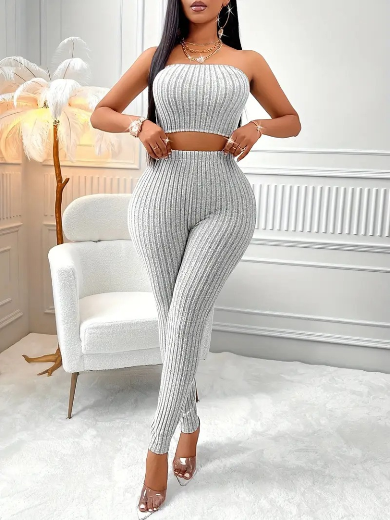 Kadın Uzun Kollu Straplez şardonlu Kaşkorse Bluz önü Düğmeli Ceket Ve Tayt Pantolonlu üçlü Takım - Görsel 3