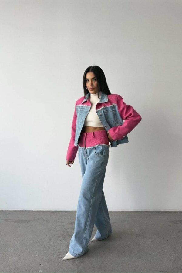 PARÇALI KOT CEKET - PANTOLON TAKIM - Fuşya