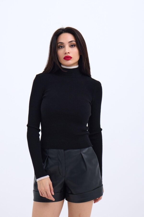 42251 TRİKO BALIKÇI FİTİLLİ KAZAK-SİYAH-EKRU