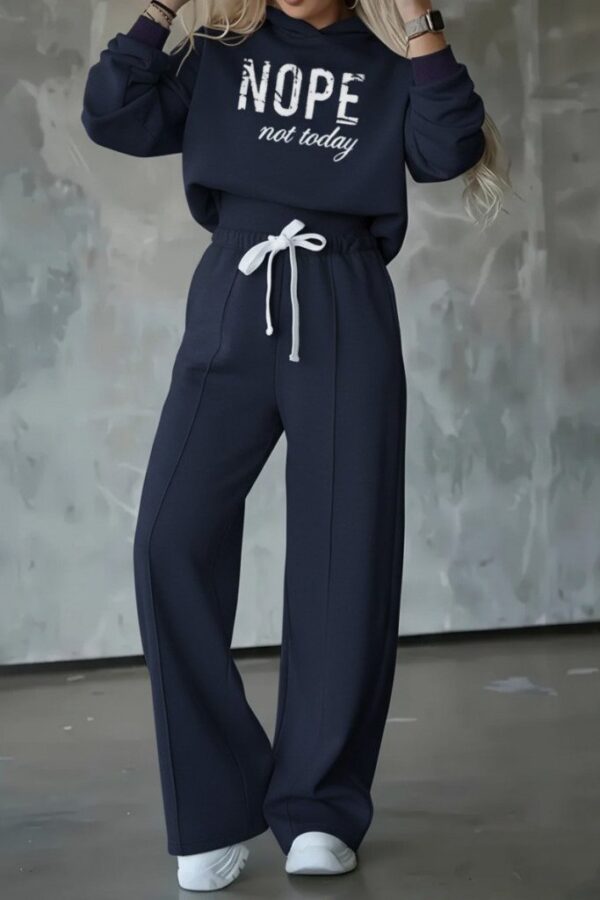 Kadın Uzun Kollu Nope Baskılı Beli Ribanalı Ikili Takım