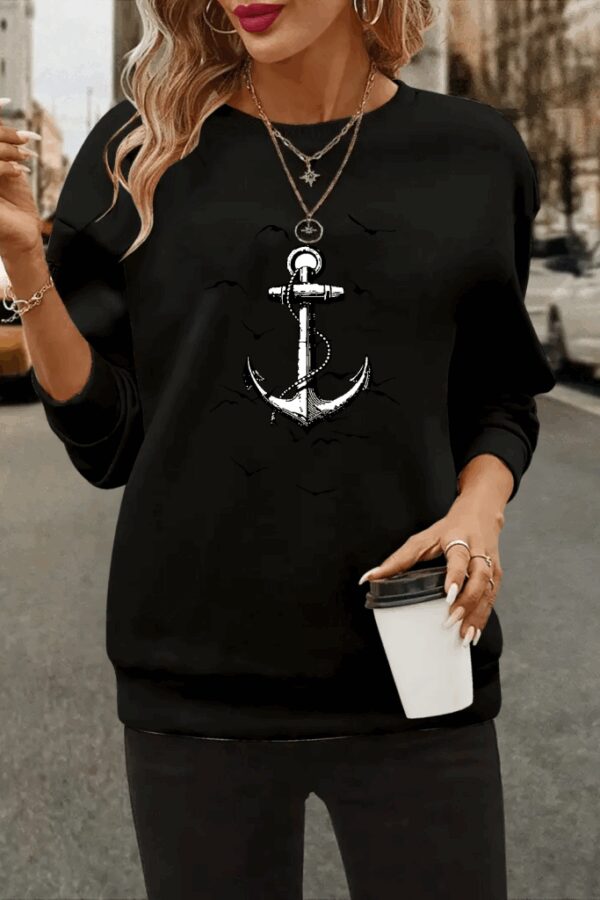 Kadın Uzun Kollu Bisiklet Yaka Desenli Viskon Iki Iplik Bluz