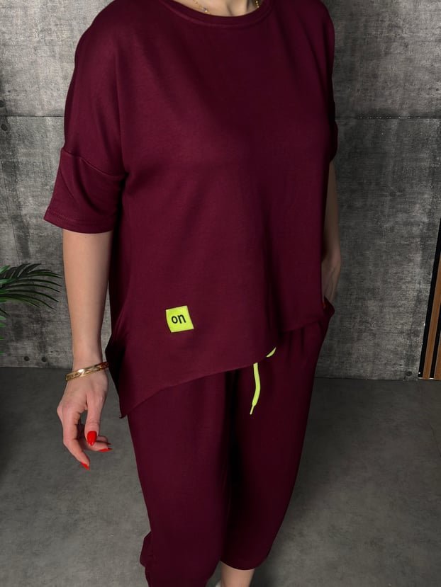 Kadın Kısa Kollu Bisiklet Yaka Viskon Iki Iplik Bluz Ve Pantolon Ikili Takım - Görsel 6