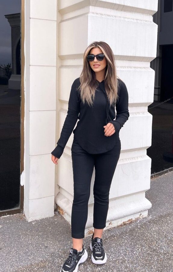 Kadın Uzun Kollu şardonlu Kaşkorse Kapşonlu Ikili Takım