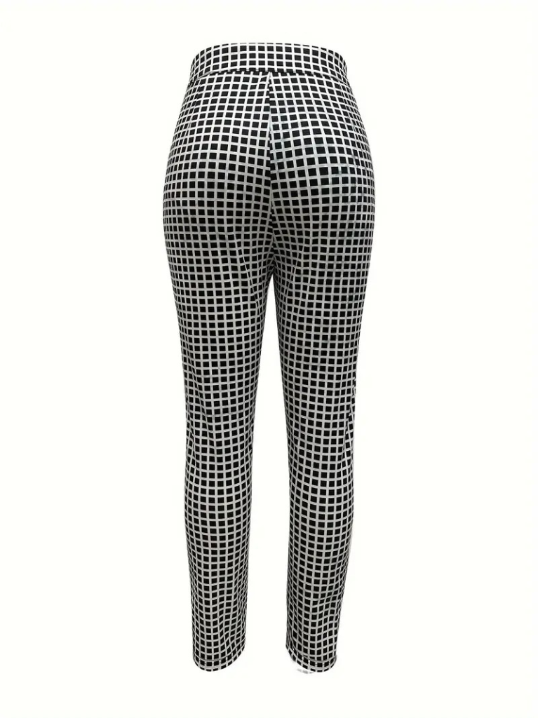 Kadın Yüksek Bel Desenli Dalgıç Pantolon - Görsel 7