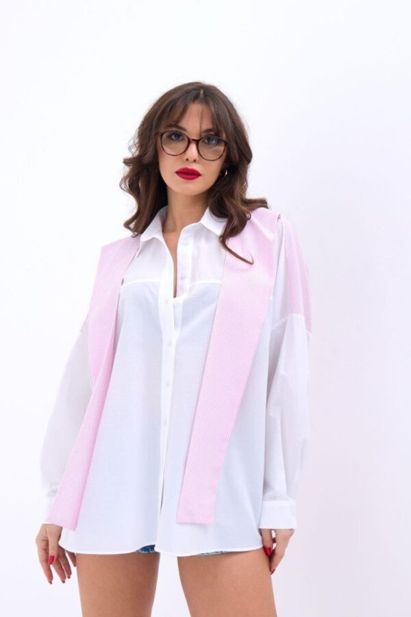 6749 GÖMLEK-PEMBE ÇİZGİLİ