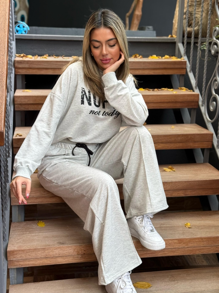 Kadın Uzun Kollu Nope Baskılı Beli Ribanalı Ikili Takım - Görsel 18