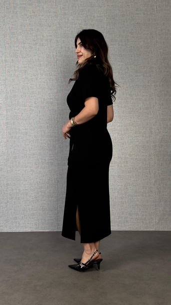 Kadın Kısa Kollu Bisiklet Yaka Yandan Bağlamalı Viskon Iki Iplik Elbise - Görsel 17