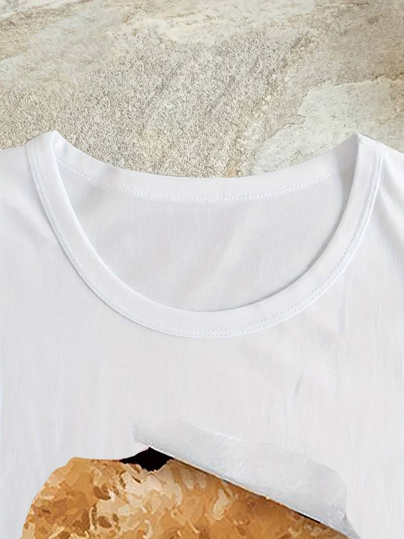 Kadın Kısa Kollu Bisiklet Yaka Ayıcık Baskılı Bluz - Görsel 2