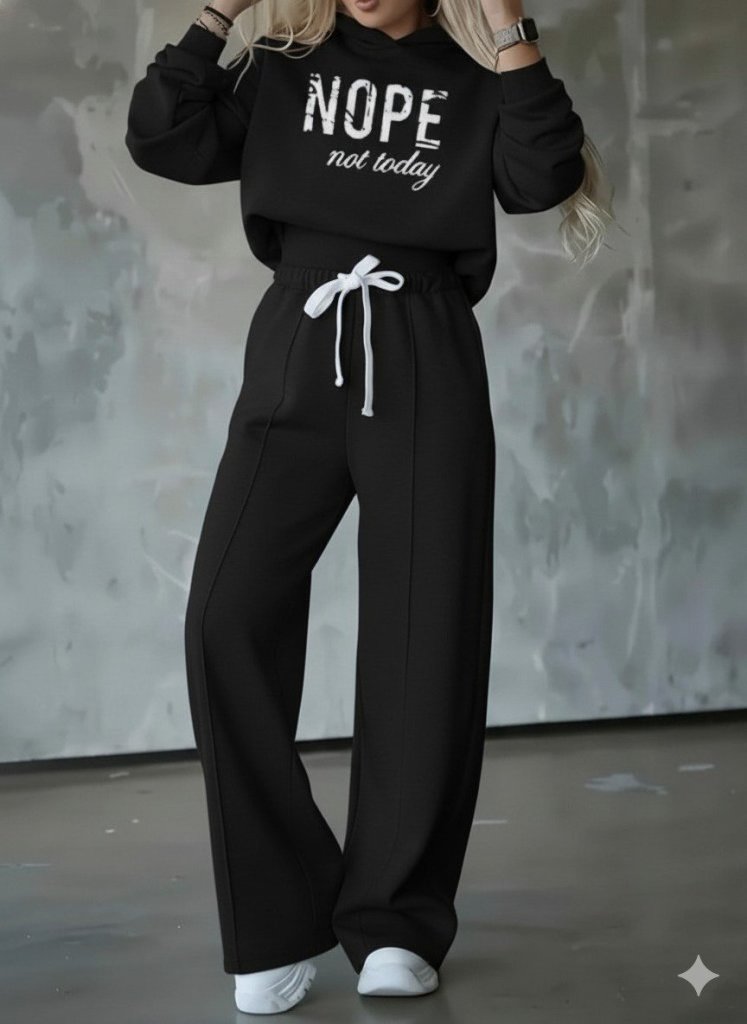 Kadın Uzun Kollu Nope Baskılı Beli Ribanalı Ikili Takım - Görsel 28