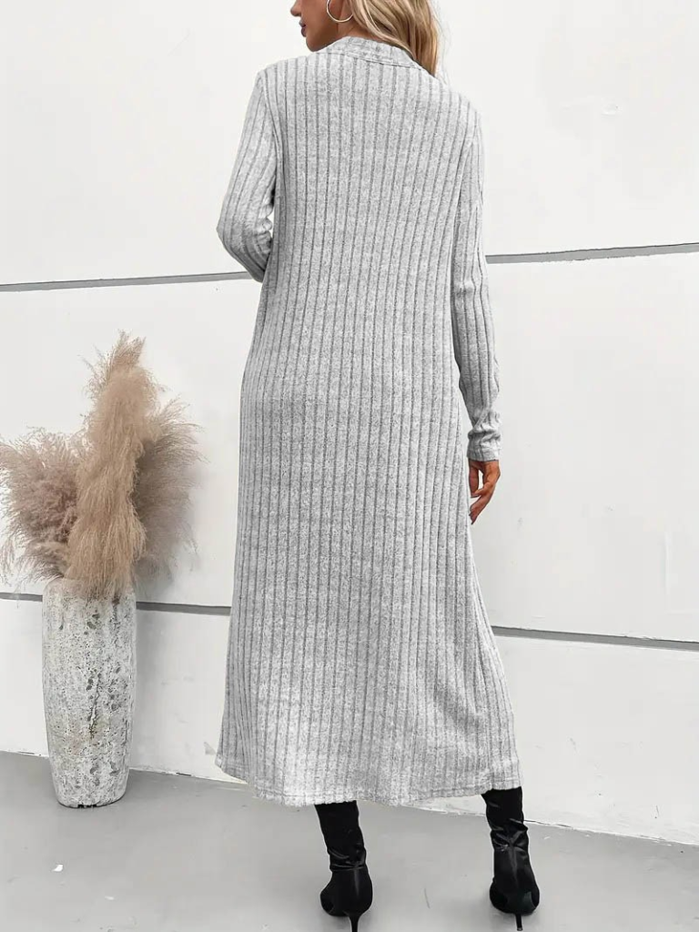 Kadın Uzun Kollu Yarı Balıkçı Yaka şardonlu Dalgıç Elbise Ve Uzun Hırka Ikili Takım - Görsel 4