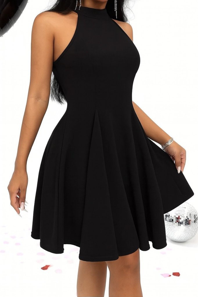 Kadın Omuzlardan Açık Daire Yakalı Janjan Krep Elbise - Görsel 10