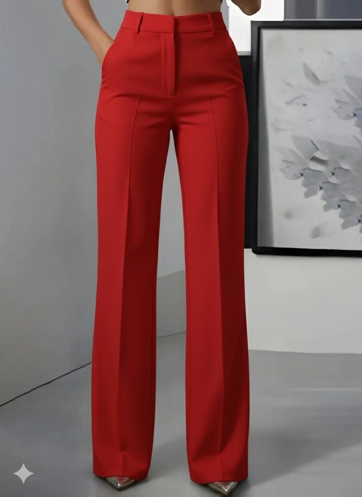 Kadın Yüksek Bel Cepli Ithal Krep Pantolon - Görsel 7