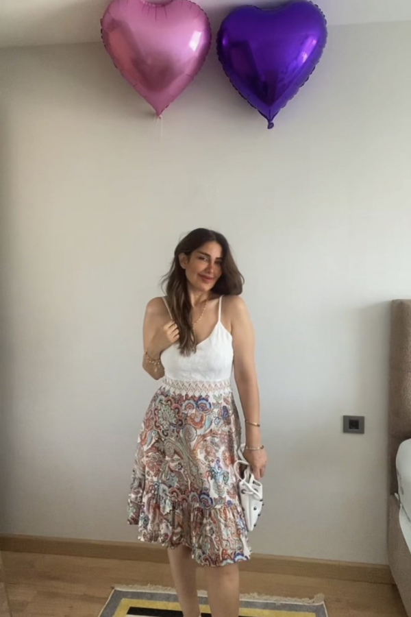 Kadın Askılı V Yakalı üst Dantel Alt Süprem Mini Elbise