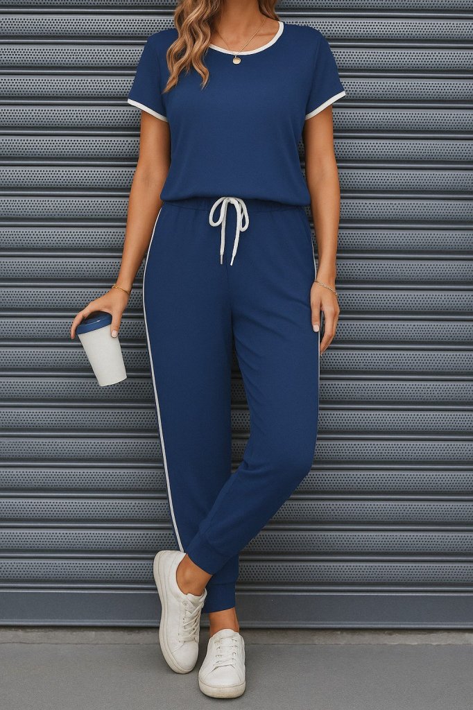 Kadın Kısa Kollu Kayık Yaka Viskon Iki Iplik Bluz Ve Bağcıklı Pantolon Ikili Takım - Görsel 8