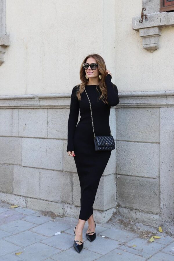 Kadın Uzun Kollu Yuvarlak Yaka Akrilik Elbise