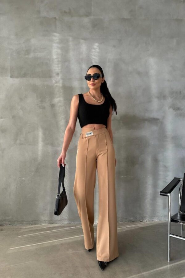 DREAMS ETİKETLİ PALAZZO PANTOLON - Bej