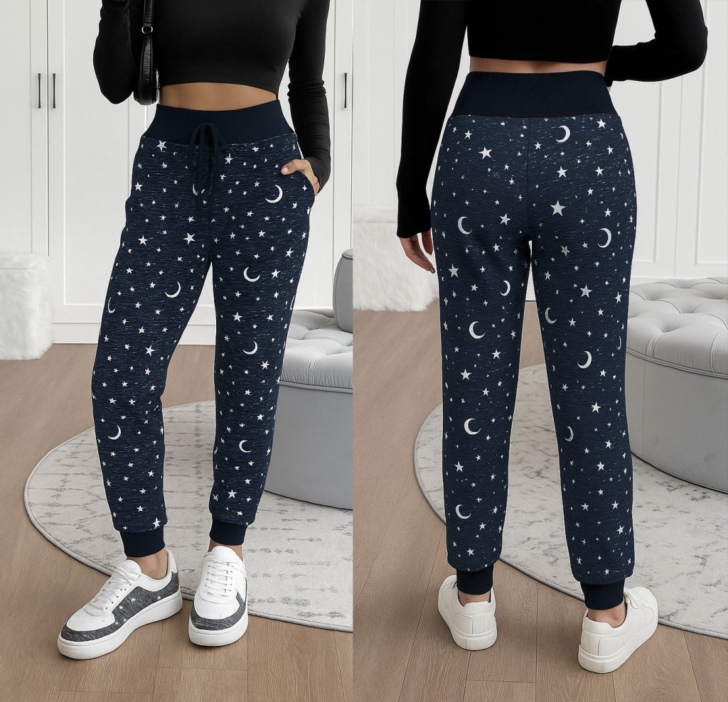 Kadın Yüksek Bel Bağcıklı Desenli Iki Iplik Pantolon