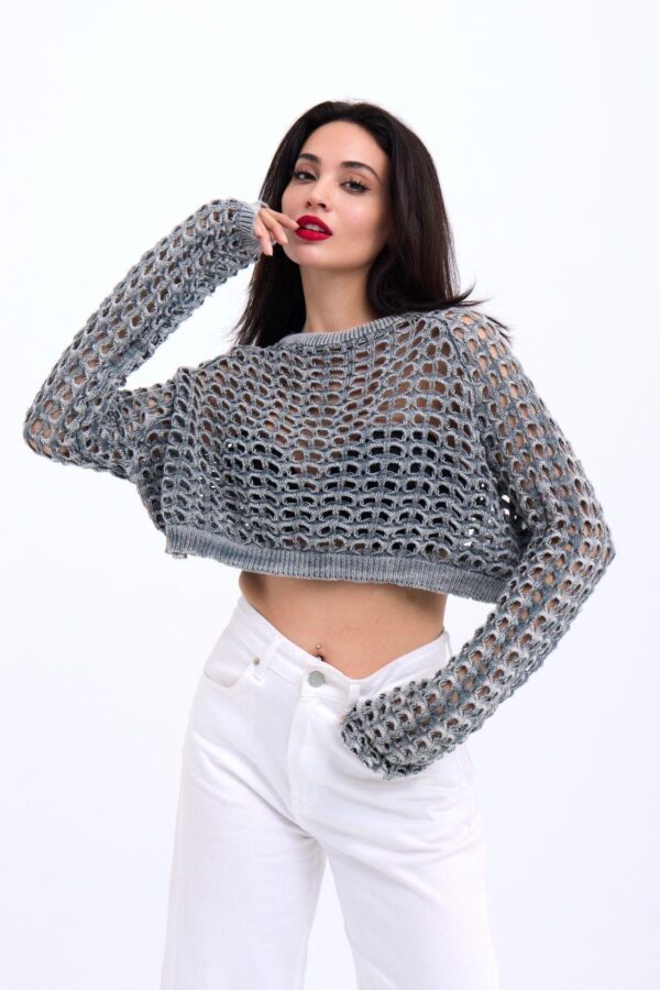 3958 TRİKO FİLE BOLERO-GRİ