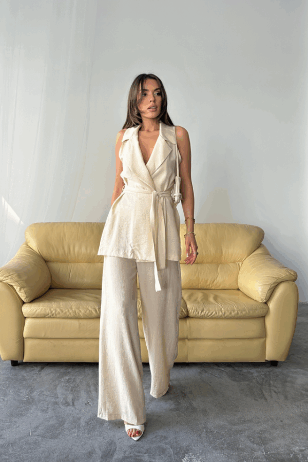 YELEK - PANTOLON TAKIM ÇİLEK KUMAŞ - Sarı