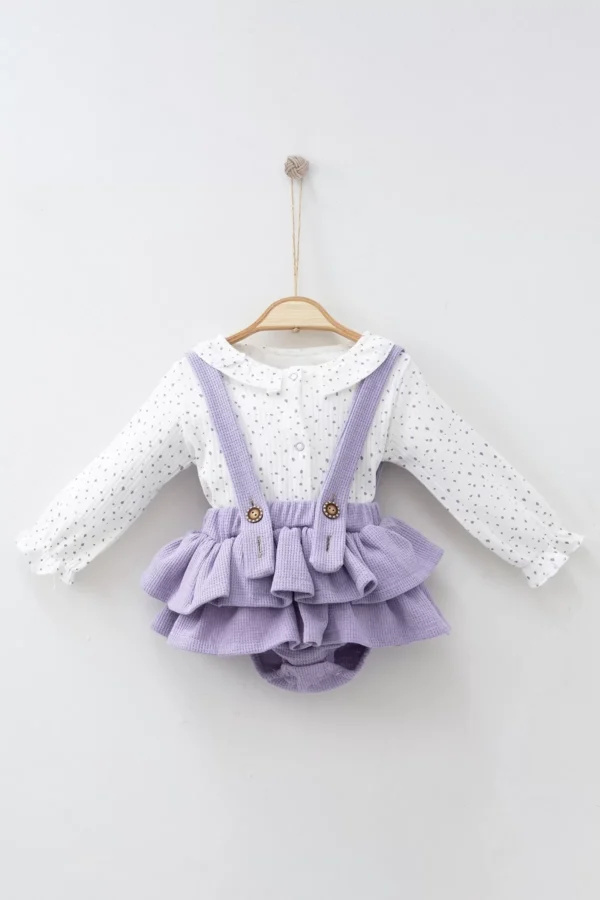 Fırfır Etekli Askılı 2'li Kız Bebek Takım