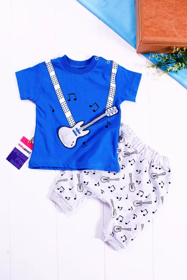 Gitar Desenli 2'li Erkek Bebek Takımı