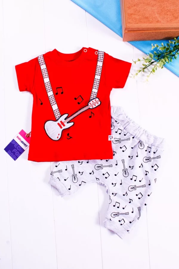 Gitar Desenli 2'li Erkek Bebek Takımı