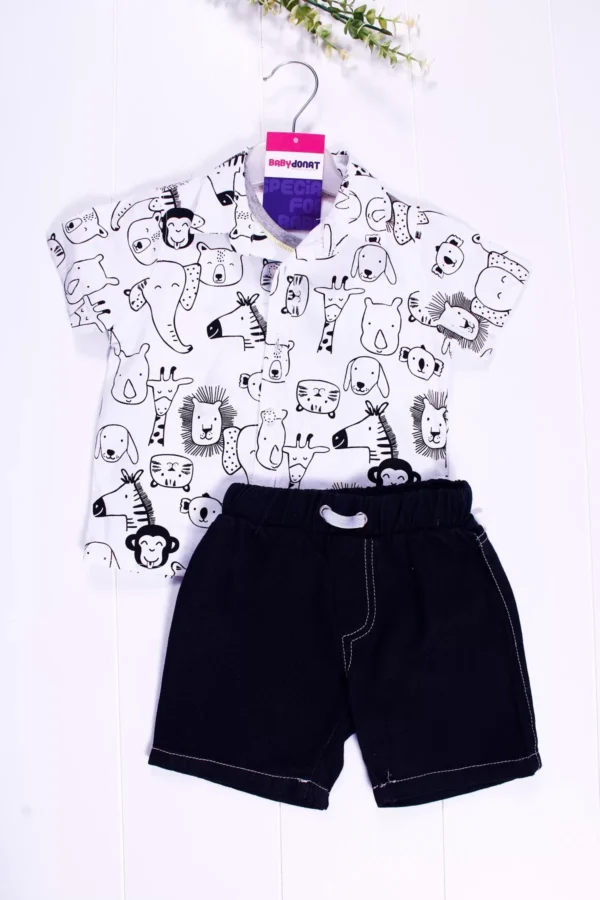 Gömlek Ve Badili Kısa Kol Erkek Bebek Takımı