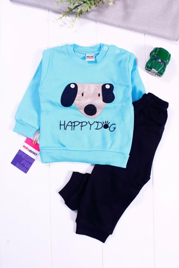 Happy Dog Nakışlı Erkek Bebek Takımı