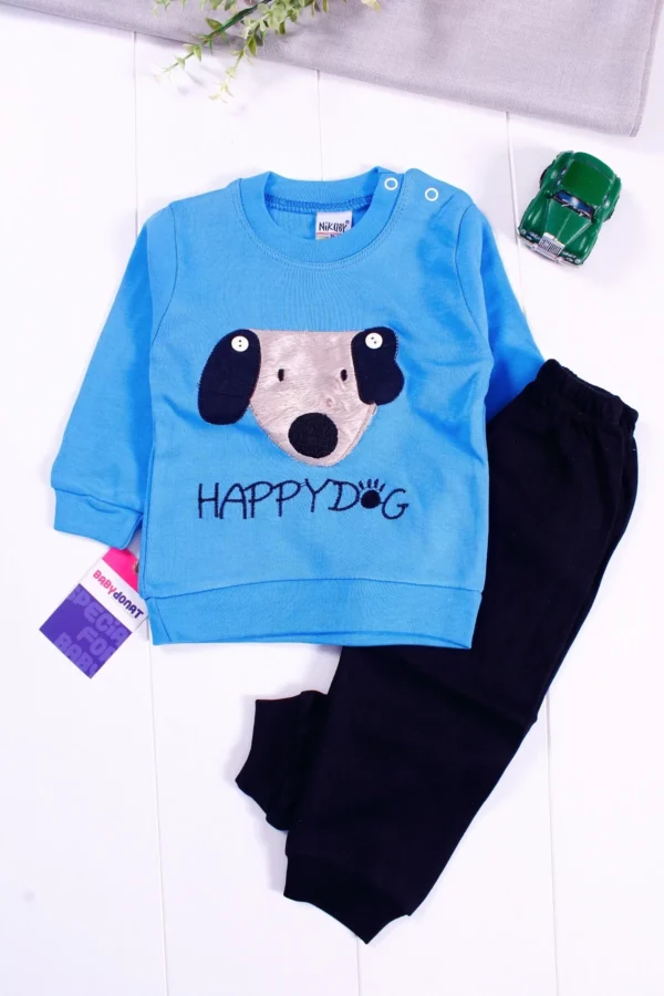 Happy Dog Nakışlı Erkek Bebek Takımı