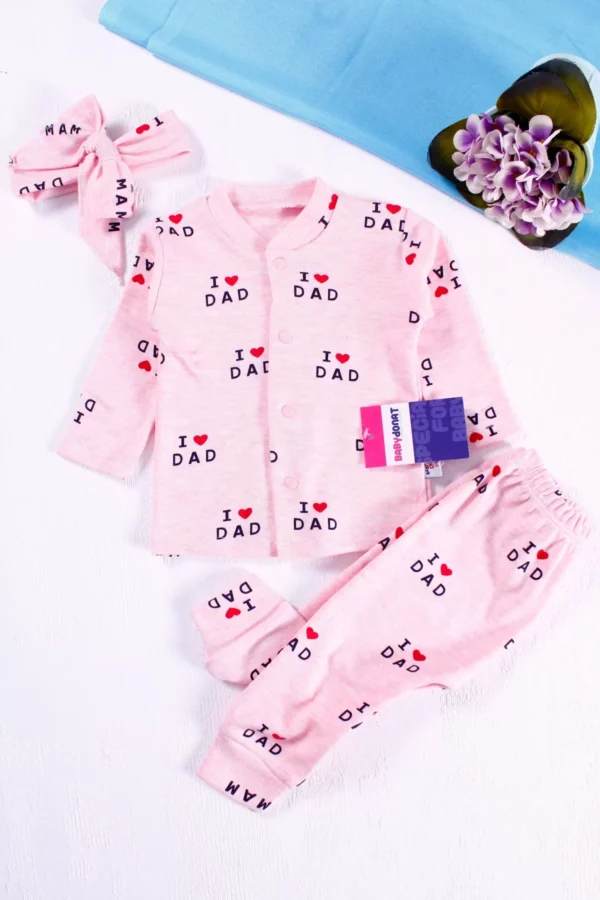 I Love Mom Dad Desenli 3'lü Kız Takım