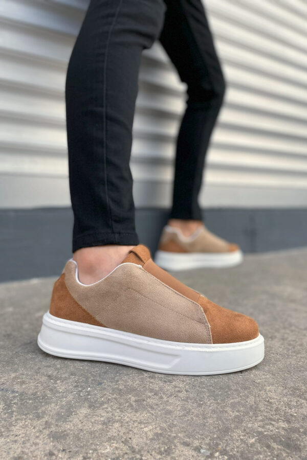 JY007 Alba Bağcıksız Süet Erkek Günlük Sneaker Ayakkabı SBT Taba/Vizon