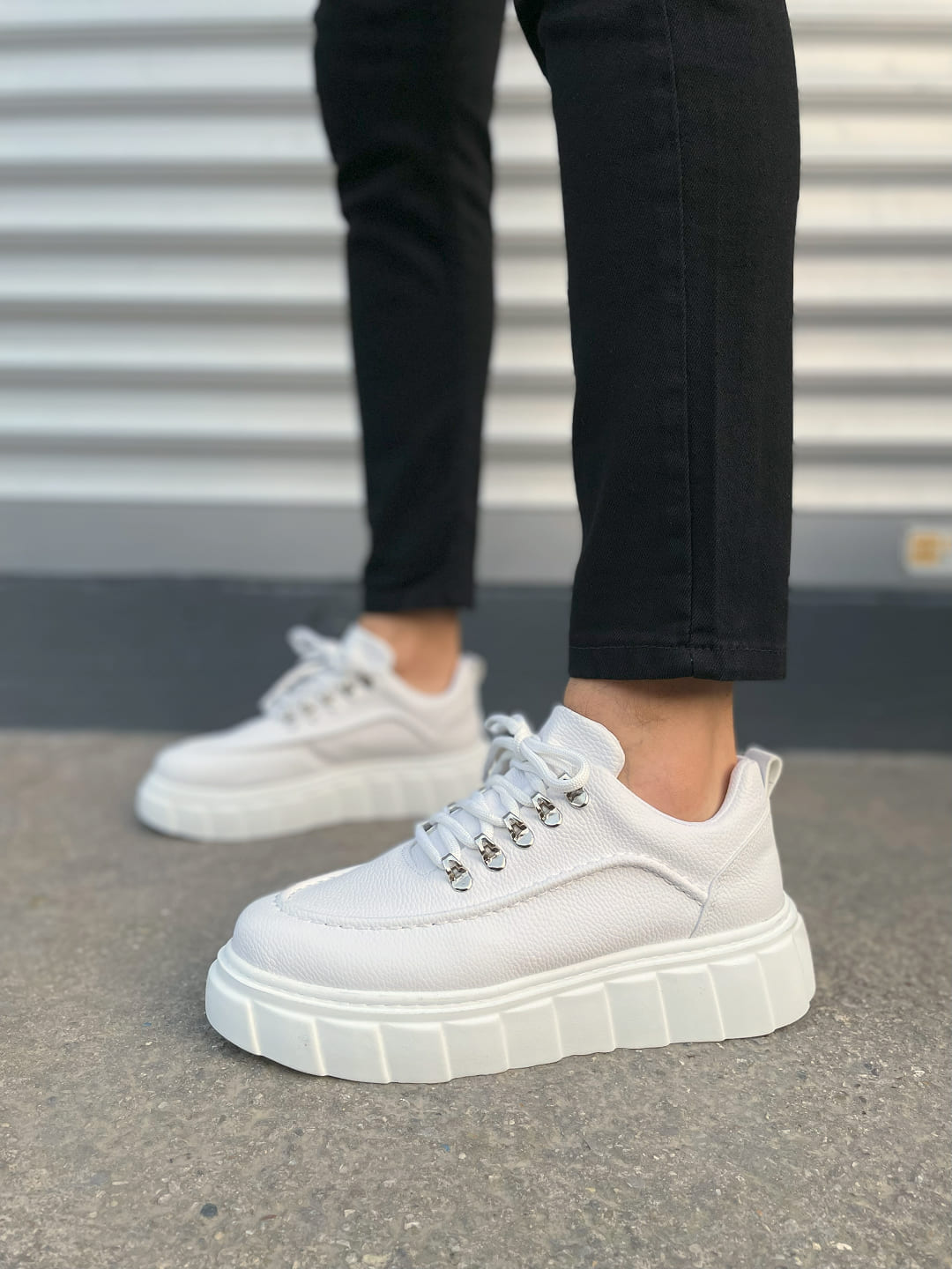 JY010 Cloud Bağcıklı Cilt Erkek Günlük Sneaker Ayakkabı CBT - Beyaz - Görsel 2