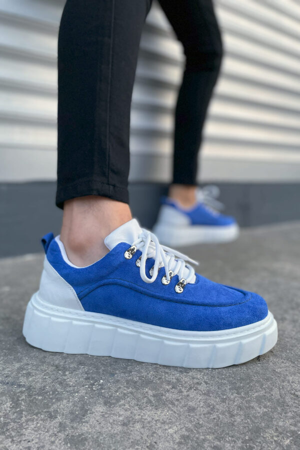 JY010 Cloud Bağcıklı Süet Erkek Günlük Sneaker Ayakkabı SBT - Mavi/Beyaz