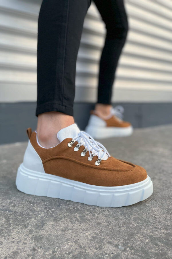 JY010 Cloud Bağcıklı Süet Erkek Günlük Sneaker Ayakkabı SBT - Taba/Beyaz