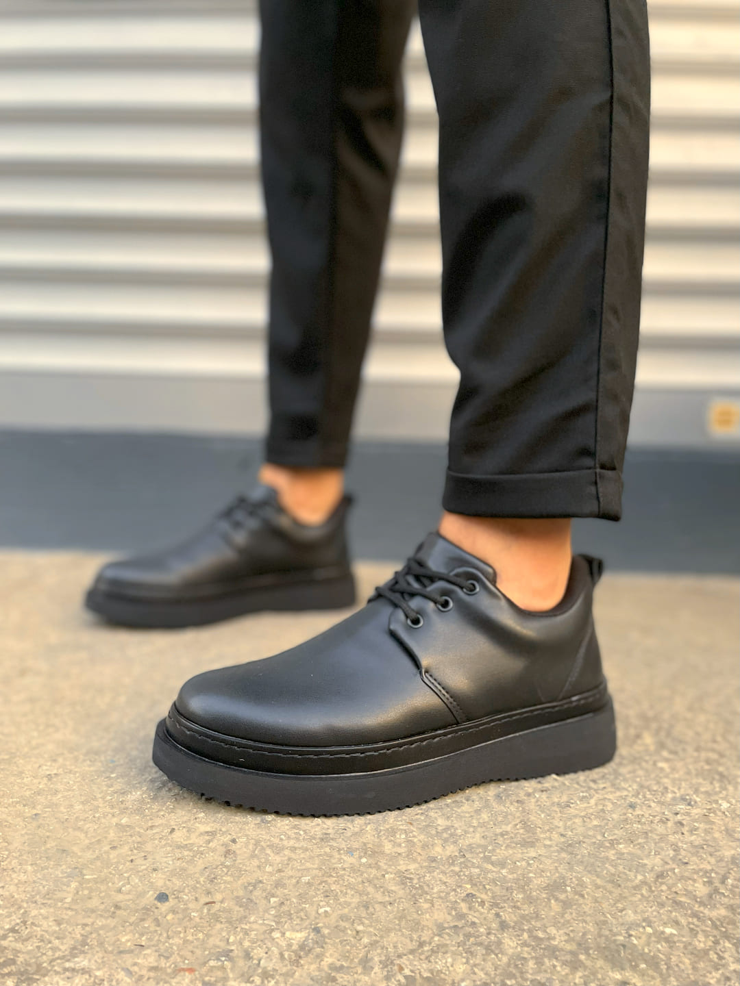 JY03 Luxor Bağcıklı Cilt Erkek Günlük Spor Klasik Ayakkabı CST - Siyah - Görsel 2