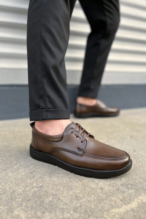 JY0510 Clasica Bağcıklı Cilt Erkek Günlük Klasik Ayakkabı CST - Kahverengi