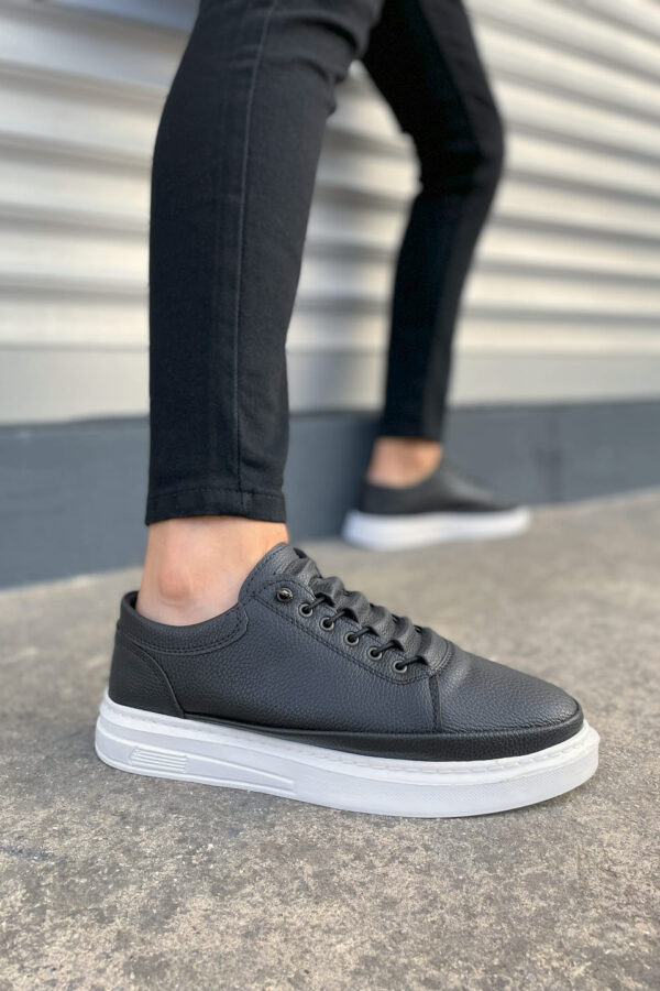 JY0535 Prime Bağcıklı Cilt Erkek Günlük Sneaker Ayakkabı CBT - Siyah