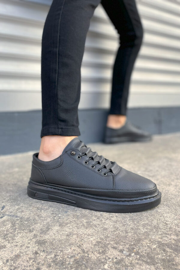 JY0535 Prime Bağcıklı Cilt Erkek Günlük Sneaker Ayakkabı CST - Siyah