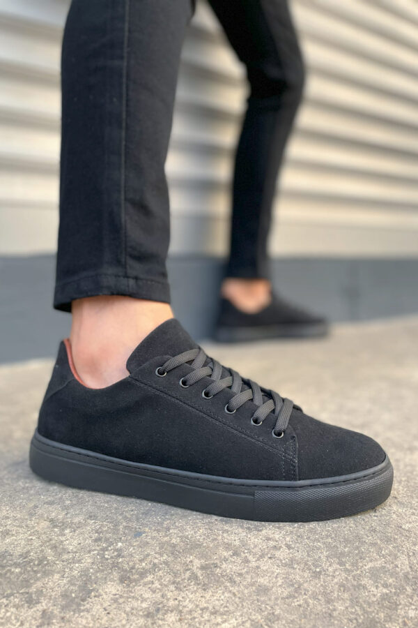 JY122 Mode Bağcıklı Süet Erkek Günlük Sneaker Ayakkabı SST - Siyah
