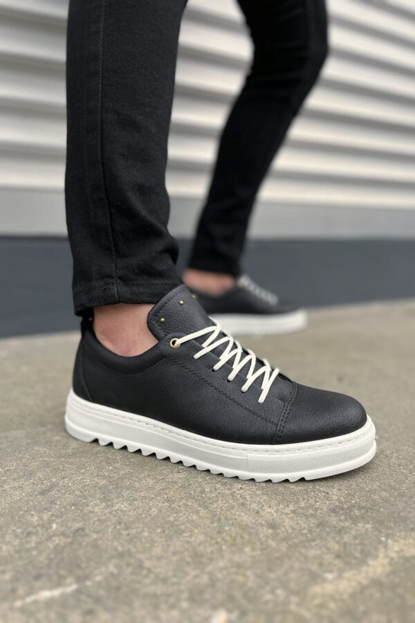 JY152 Cool Bağcıklı Cilt Erkek Günlük Spor Klasik Ayakkabı CBT - Siyah