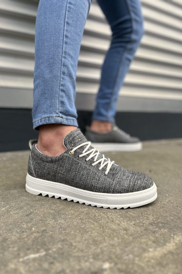 JY152 Cool Bağcıklı Keten Erkek Günlük Spor Klasik Ayakkabı KBT - Gri