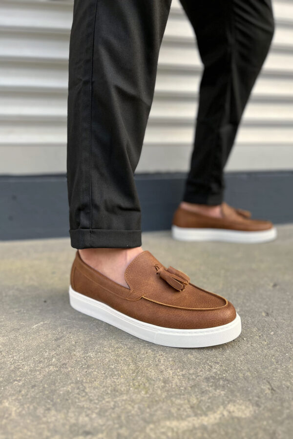 JY153 Bloom Bağcıksız Püsküllü Cilt Erkek Günlük Spor Klasik Ayakkabı CBT - Taba