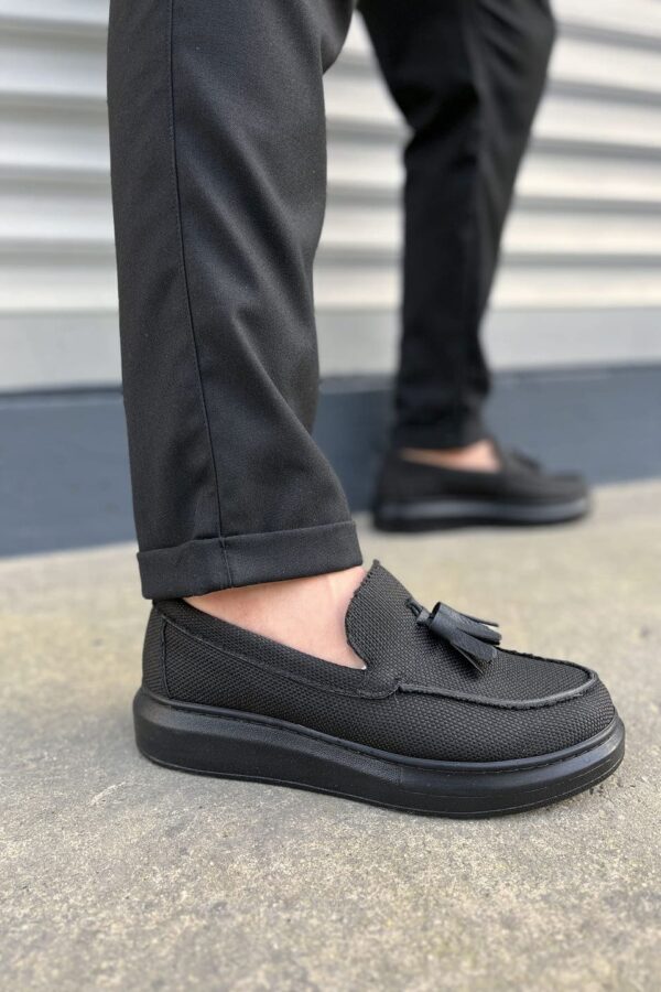 JY154 Blaze Bağcıksız Püsküllü Keten Erkek Günlük Spor Klasik Ayakkabı KST - Siyah