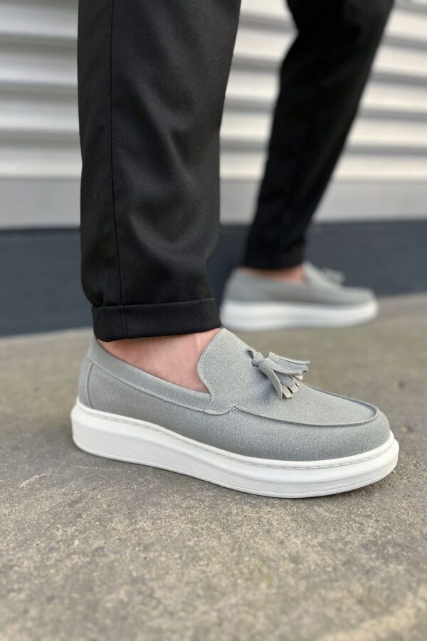 JY154 Blaze Bağcıksız Püsküllü Süet Erkek Günlük Spor Klasik Ayakkabı SBT - Gri