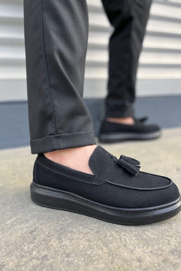 JY154 Blaze Bağcıksız Püsküllü Süet Erkek Günlük Spor Klasik Ayakkabı SST - Siyah